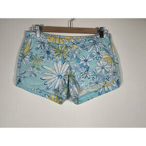 Lilly Pulitzer Adie Breakwater blue floral seersucker shorts 3.5" preppy sz 2
